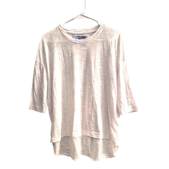 Nation Ltd. Sz. L White Tissue Tee. High/Low Shirt tail.  1/2 Sleeve. - Picture 1 of 5